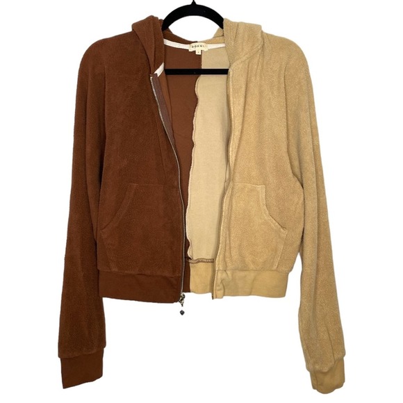 Donni Tan Brown Brushed Terry Duo Zip Up Hoodie - Small - Picture 4 of 12